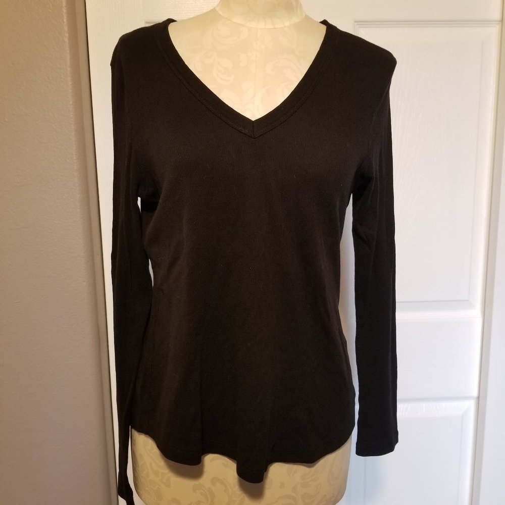 H&M Organic Cotton Black Ribbed Top Medium